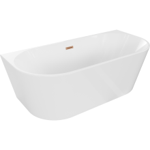 Mexen Oval cadafă wolnostojąca przyścienna 170 x 80 cm, albă, scurgere din cupru periat - 52671708000-65