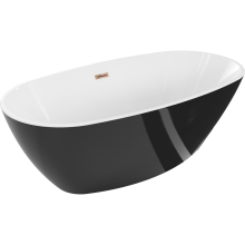 Mexen Eris cada freestanding 155 x 80 cm, alb/negru, evacuare aur roz - 53441558075-60