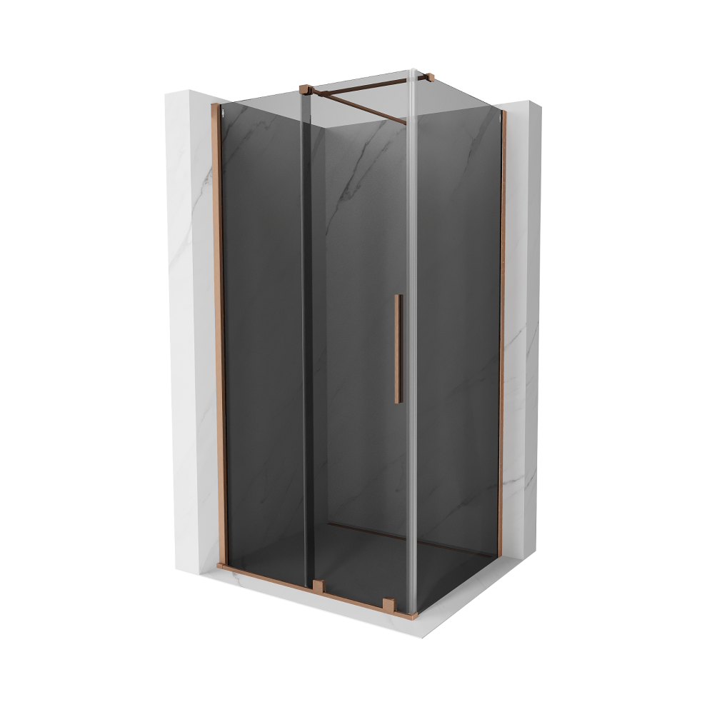 Mexen Velar Sprchový Kout Posuvný 90 X 75 Cm, Grafit, KartáčOvaná Měď - 871-090-075-41-65-image