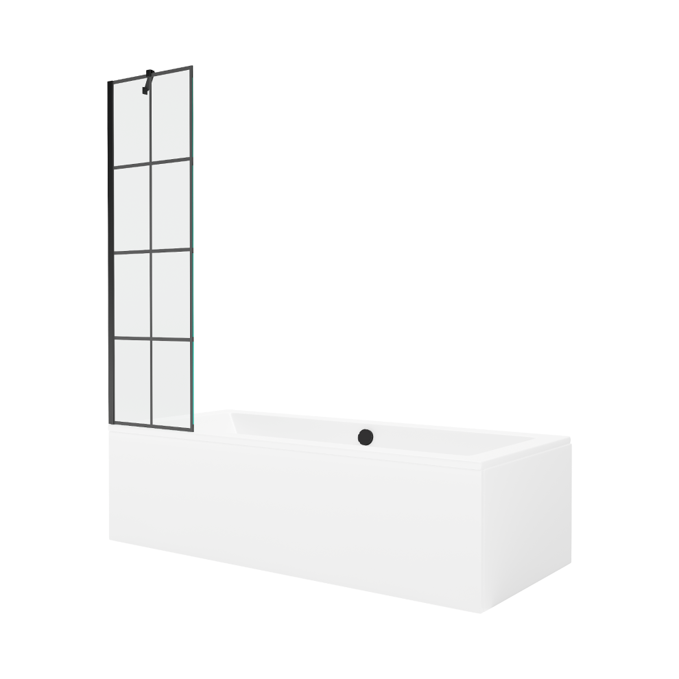 Mexen Cube ObdéLníKová Vana 180 X 80 Cm S PlášTěM 1-KříDlovou ZáStěNou 50 Cm, ČErný Vzor - 550518080X9505007077-image