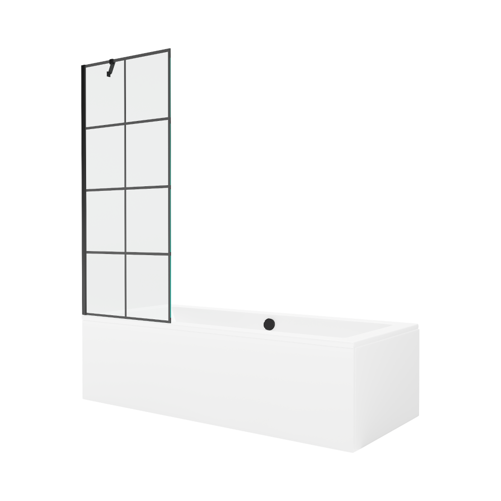 Mexen Cube ObdéLníKová Vana 180 X 80 Cm S PlášTěM 1-KříDlovou ZáStěNou 70 Cm, ČErný Vzor - 550518080X9507007077-image