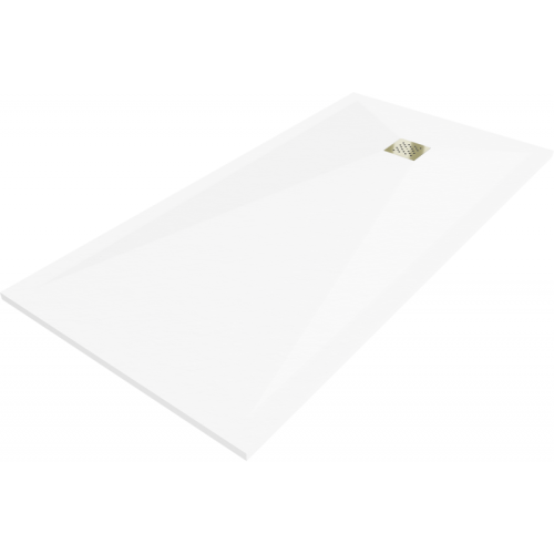 Mexen Stone+ cada de dus compozit rectangular 160 x 90 cm, alb, masca aurie - 44109016-G