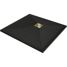 Mexen Stone+ čtvercový kompozitní sprchový kout 80 x 80 cm, černý, zakrytí zlaté - 44708080-G