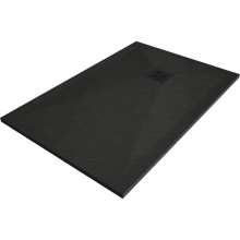 Mexen Stone+ brodzik kompozytowy prostokątny 90 x 80 cm, czarny, maskownica czarna - 44708090-B