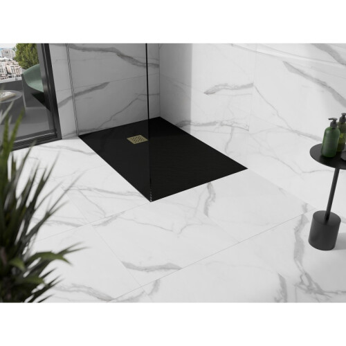 Mexen Stone+ cadață compozit rectangulară 100 x 90 cm, negru, masca aurie - 44709010-G 1
