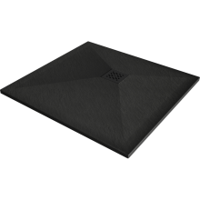 Mexen Stone+ brodzik kompozytowy kwadratowy 90 x 90 cm, czarny, maskownica czarna - 44709090-B