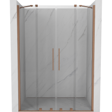 Mexen Velar Duo ușă de duș culisantă 160 cm, transparent, Cupru cu aspect periat - 871-160-000-02-65