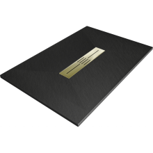 Mexen Toro brodzik prostokątny SMC 140 x 90 cm, czarny, maskownica złota - 43709014-G