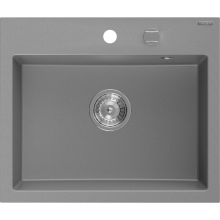 Mexen Oscar Granitspüle 1-beckig 580 x 490 mm, grau, Siphon Chrom - 6519581000-71