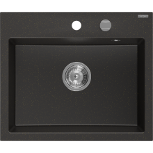 Mexen Oscar Granitspüle 1-beckig 580 x 490 mm, schwarz/gold metallic, Siphon Chrom - 6519581000-75
