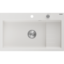Mexen Omar Granitspüle 1-Kammer 800 x 480 mm, weiß, Chrom-Siphon - 6520801005-20