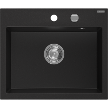 Mexen Oscar Granitspüle 1-Becken 580 x 490 mm, schwarz, Siphon Chrom - 6519581000-77