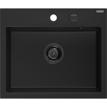 Mexen Oscar Granitspüle 1-becken 580 x 490 mm, schwarz, schwarzer Siphon - 6519581000-77-B
