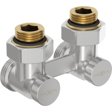 Mexen radiátorový ventil dvoutrubkový DN50, úhlový 1/2"x3/4", nikl - W911-012-01