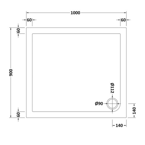 NES Home Slim 1000 x 900 Rectangular Stone Resin Shower Tray For Wetroom Enclosure 2