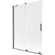 Mexen Velar vanová zástěna 2dvéřová posuvná 130 x 150 cm, matná, kartáčovaná gun gray - 896-130-000-31-66