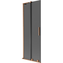 Mexen Velar L vanová zástěna 2-křídlová posuvná 70 x 150 cm, grafitová, kartáčovaná měď - 896-070-003-41-65