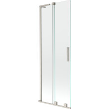 Mexen Velar L Badewannenabtrennung 2-flügelig verschiebbar 75 x 150 cm, transparent, gebürstetes Nickel - 896-075-003-01-97