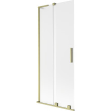 Mexen Velar L vanová zástěna 2křídlová posuvná 80 x 150 cm, mrazový, zlatý kartáčovaný - 896-080-003-31-55