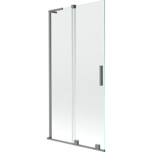 Mexen Velar L kádparaván 2 szárnyú toló 95 x 150 cm, átlátszó, gun metal - 896-095-003-01-95