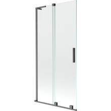 Mexen Velar L kádparaván 2-szárnyú toló 95 x 150 cm, áttetsző, pisztoly szürke kefélt - 896-095-003-01-66
