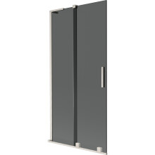 Mexen Velar L Badewannenfaltwand 2-flügelig verschiebbar 95 x 150 cm, Graphit, gebürsteter Nickel - 896-095-003-41-97