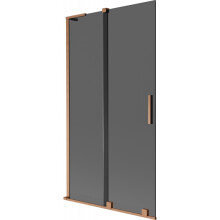 Mexen Velar L 2-szárnyú toló kádparaván 100 x 150 cm, grafit, kefélt réz - 896-100-003-41-65