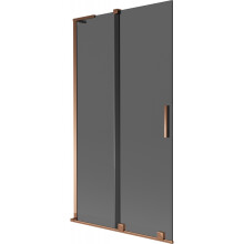 Mexen Velar L vanová zástěna 2-křídlová posuvná 100 x 150 cm, grafit, růžové zlato - 896-100-003-41-60