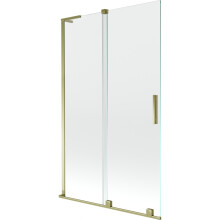Mexen Velar L vanová zástěna dvoukřídlá posuvná 110 x 150 cm, transparentní, zlatá - 896-110-003-01-50