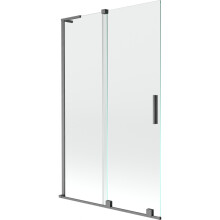 Mexen Velar L kádparaván kétszárnyú toló 110 x 150 cm, átlátszó, gun gray kefélt - 896-110-003-01-66