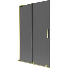 Mexen Velar L vanová paraván 2-křídlový posuvný 110 x 150 cm, grafit, zlatý - 896-110-003-41-50