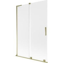 Mexen Velar L dvoukřídlý vanový paraván posuvný 120 x 150 cm, mléčný, zlatý - 896-120-003-31-50