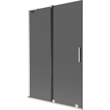 Mexen Velar L Badewannenabtrennung 2-flügelig verschiebbar 120 x 150 cm, Graphit, gebürstetes Nickel - 896-120-003-41-97