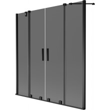 Mexen Velar Duo Badewannenabtrennung 2-flügelig verschiebbar 140 x 150 cm, Graphit, Schwarz - 896-140-000-42-70