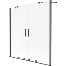 Mexen Velar Duo Badewannenfaltwand, 2-flügelig, verschiebbar, 150 x 150 cm, mattiert, Gun Metal - 896-150-000-32-95