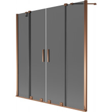 Mexen Velar Duo dvoukřídlý posuvný vanový přístěnový 150 x 150 cm, grafit, růžové zlato - 896-150-000-42-60