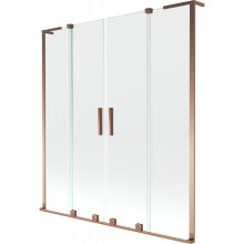 Mexen Velar L Duo vanaová zástěna 2-křídlá posuvná 150 x 150 cm, transparentní, růžové zlato - 896-150-003-02-60