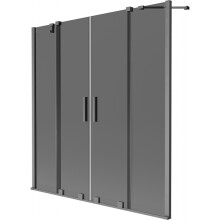 Mexen Velar Duo vanová zástěna 2-křídlová posuvná 160 x 150 cm, grafit, gun gray kartáčovaný - 896-160-000-42-66