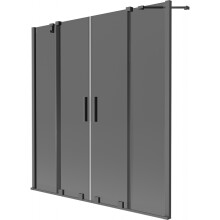 Mexen Velar Duo vanová zástěna 2křídlá posuvná 160 x 150 cm, grafit, gun metal - 896-160-000-42-95