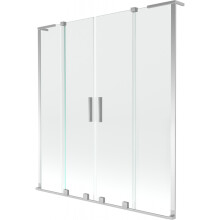 Mexen Velar L Duo 2-křídlový zasouvací vanový paraván 160 x 150 cm, transparentní, chrom - 896-160-003-02-01