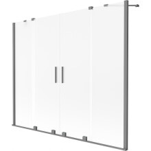 Mexen Velar Duo Wannenschirm 2-flügelig, verschiebbar 170 x 150 cm, matt, Gun Metal - 896-170-000-32-95