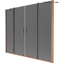 Mexen Velar Duo kádparaván 2-szárnyú toló 190 x 150 cm, grafit, csiszolt réz - 896-190-000-42-65