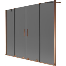 Mexen Velar Duo Badewannen-Faltwand, 2-flügelige Schiebetür, 190 x 150 cm, Graphit, Roségold - 896-190-000-42-60