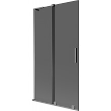 Mexen Velar L vanová zástěna 2křídlová posuvná 100 x 150 cm, grafit, gun metal - 896-100-003-41-95