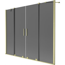 Mexen Velar Duo vanová zástěna dvoukřídlá posuvná 200 x 150 cm, grafit, zlatý kartáčovaný - 896-200-000-42-55
