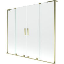 Mexen Velar L Duo 2-paneles tolóajtós kádparaván 200 x 150 cm, átlátszó, arany - 896-200-003-02-50