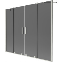 Mexen Velar Duo vanová zástěna 2-křídlá posuvná 200 x 150 cm, grafit, kartáčovaný nikl - 896-200-000-42-97