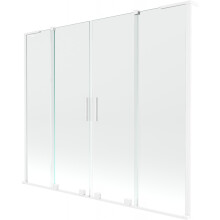 Mexen Velar L Duo vanová zástěna 2-křídlová posuvná 200 x 150 cm, transparentní, bílá - 896-200-003-02-20