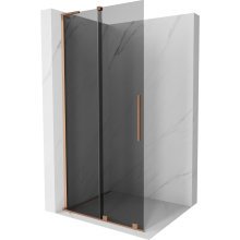 Mexen Velar L posuvná sprchová stěna Walk-in 90 x 200 cm, grafit 8 mm, kartáčovaná měď - 871-090-003-43-65