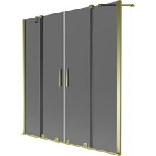 Mexen Velar Duo kétszárnyú tolható kádparaván 140 x 150 cm, grafit, arany - 896-140-000-42-50
